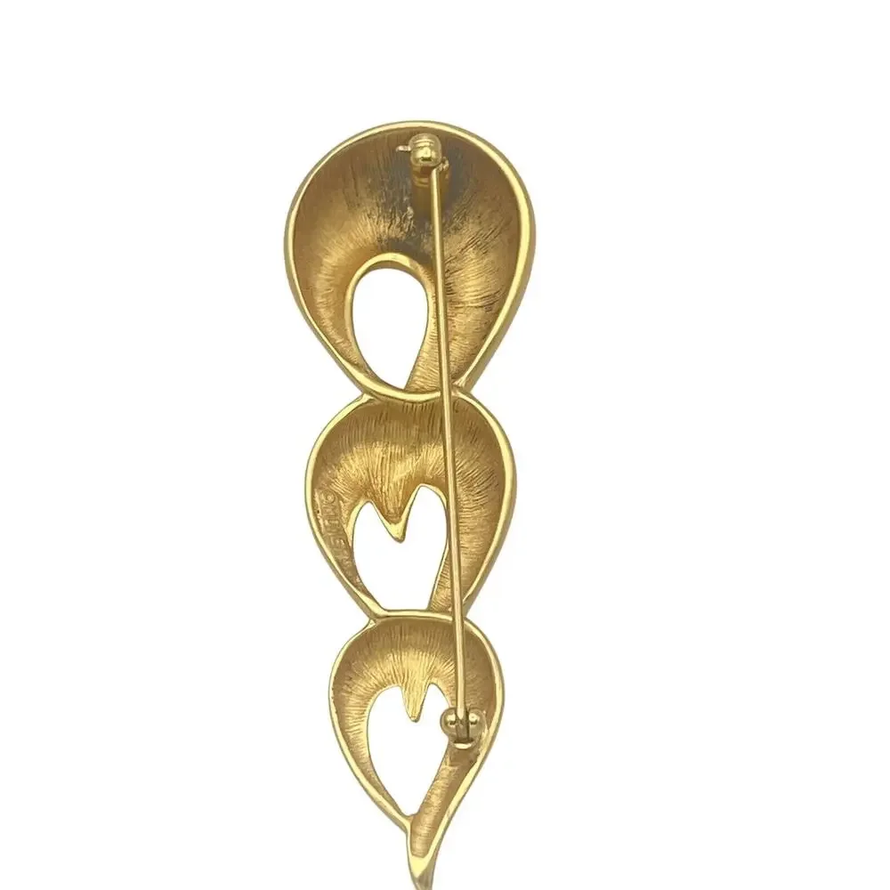 Monet Vintage Gold Tone Abstract Modernist Brooch Pin Signed 3”